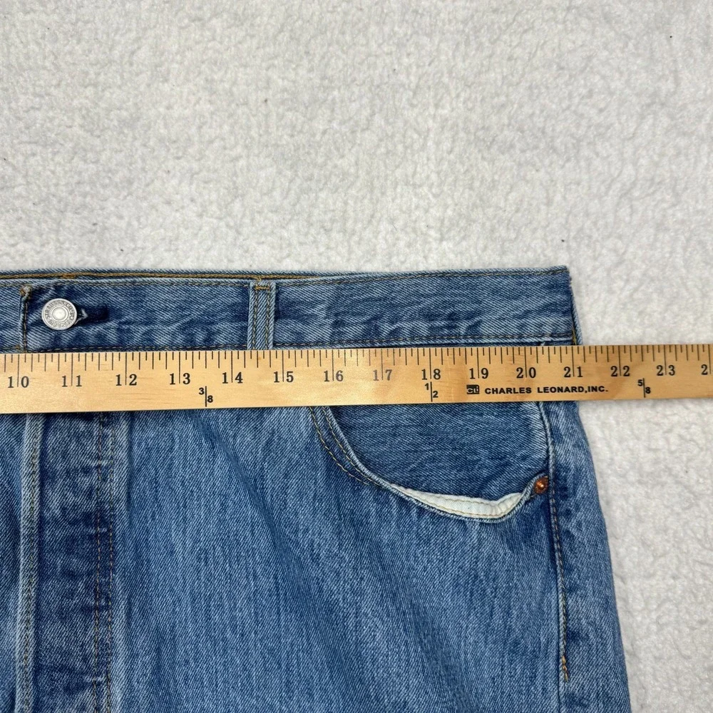 Levis 501 Jeans Blue Regular Straight Fit Faded Stonewash Denim Men's 42x32